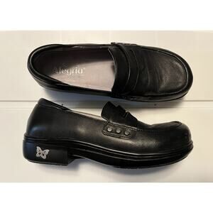 Alegria Chunky Loafer Shoes Black Leather Tay161XW Size EU 39 US 9 Wide Preppy